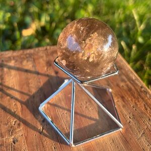 Elegant Smokey Quartz Crystal Sphere With Holographic Speckles